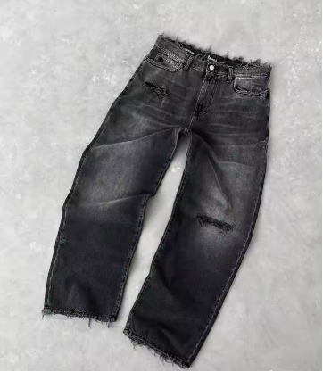 Jean Baggy Noir / gris Rétro