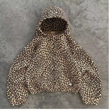 Veste à capuche a motif léopard pour femme et homme