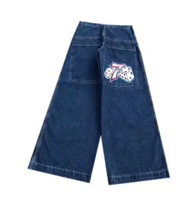 Jean Baggy Vintage à Motif Brodé pour Homme et Femme