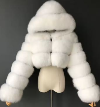 Manteau en fausse fourrure pour femme à capuche