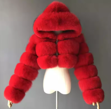 Manteau en fausse fourrure pour femme à capuche