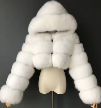 Manteau en fausse fourrure pour femme à capuche