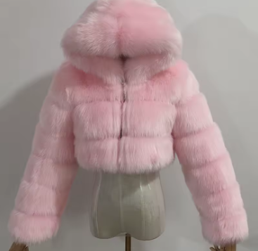 Manteau en fausse fourrure pour femme à capuche