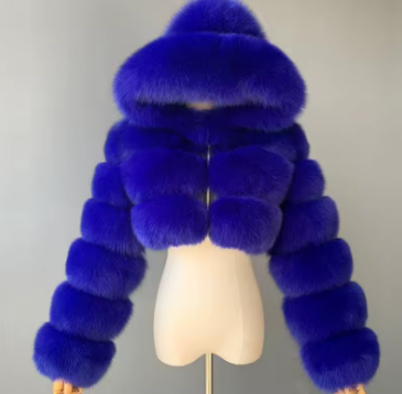 Manteau en fausse fourrure pour femme à capuche