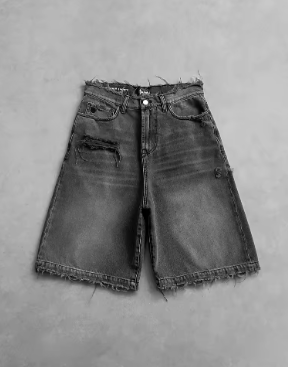 Short en jean noir baggy